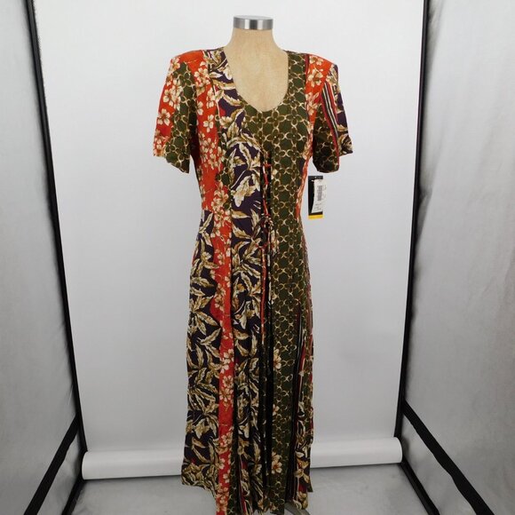 Jamie Brooke Women Multicolor Floral Scoop Neck Short Sleeve Maxi Dress Size 12 - Picture 1 of 9